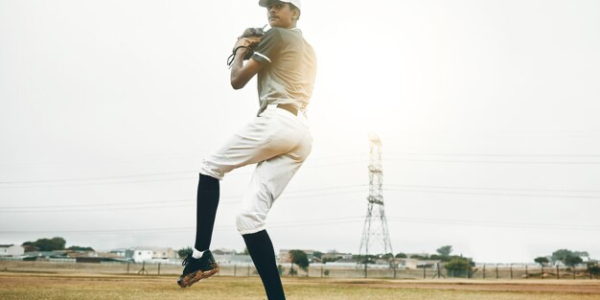 Baseball player preparing to throw the ball onto the field