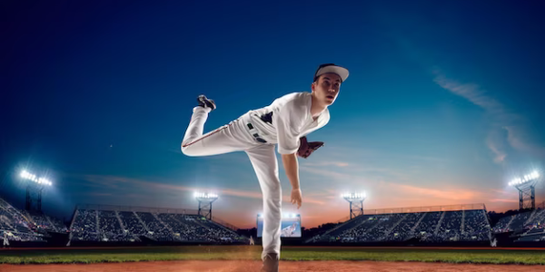 Professional baseball player throwing a ball