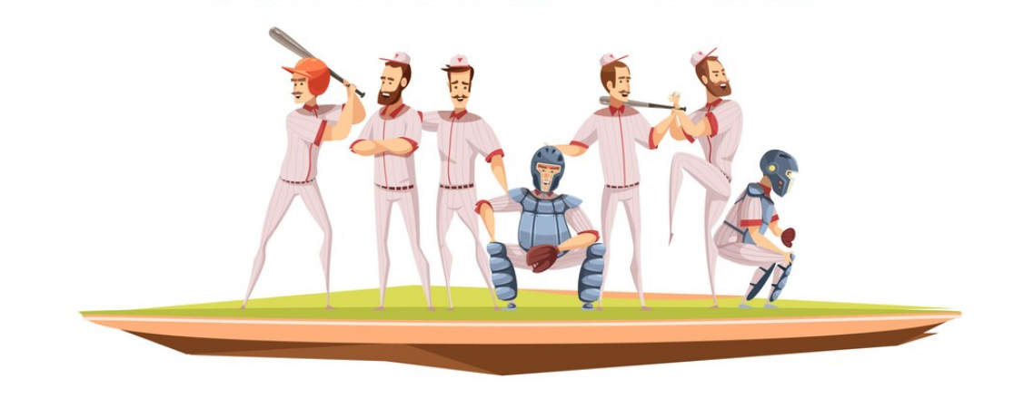 A series of baseball players demonstrating different playing actions