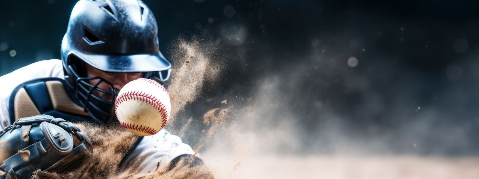 Man trying to catch baseball ball